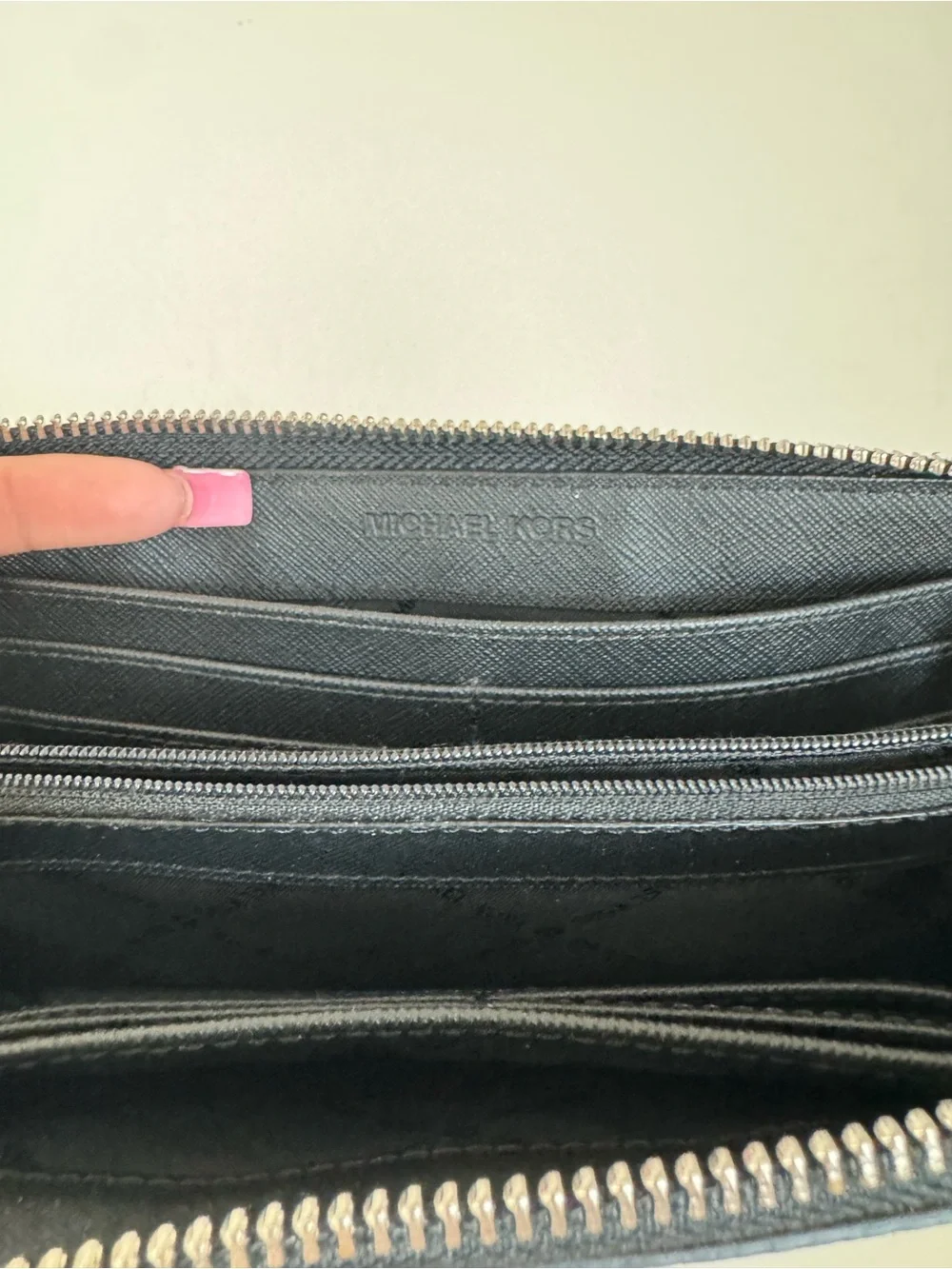 Michael Kors Black MK Logo Zip Wallet